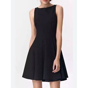 Spanx Womens Medium Black Fit & Flare Dress Classic Stretch Sleeveless Back Zipp